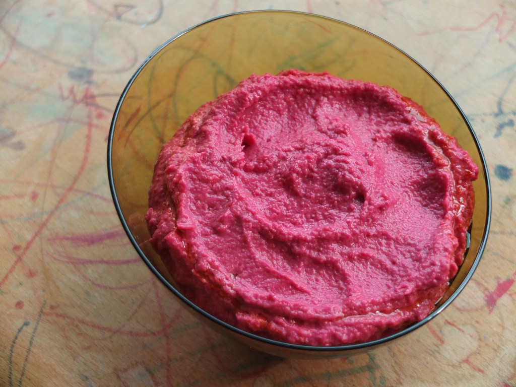 Freshly harvested (roasted) beet hummus